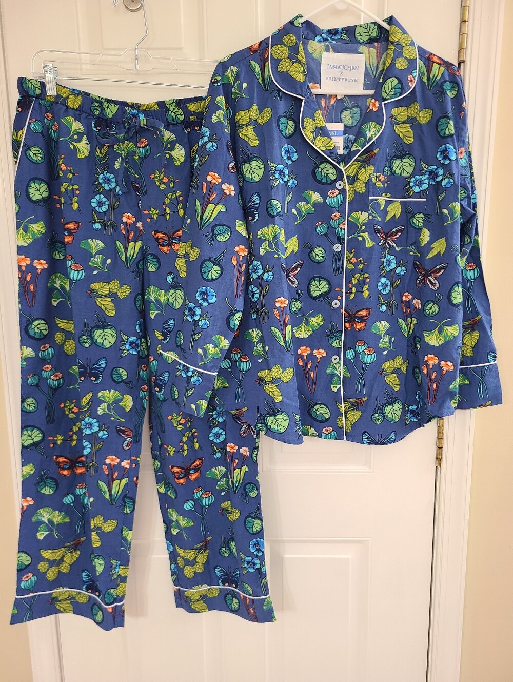 J McLaughlin + Printfresh Botanical Floral Pajama Set 100% Organic Cotton Sz M
